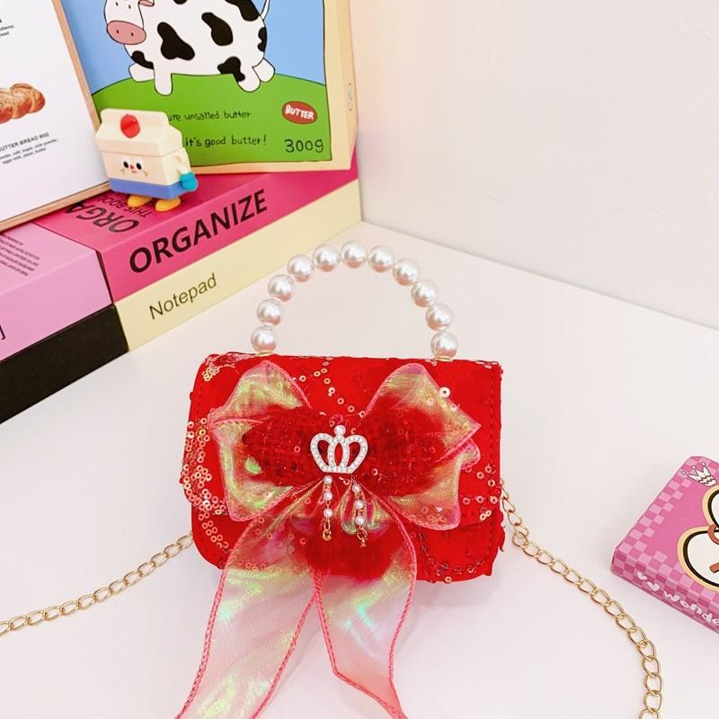 Red Ruffled Fun Bow Purse For Girls With Cozy Polyester Interior And Playful Appeal For Any Occasion
