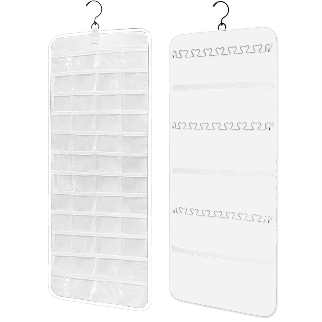 Hängender Schmuck-Organizer Aufbewahrung mit Kleiderbügel Metallhaken Doppelseitiger Schmuckhalter für Ohrringe, Halsketten, Ringe, Wand, Tür