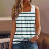 Women's Pleated Square Collar Sleeveless Vest Print T-shirt