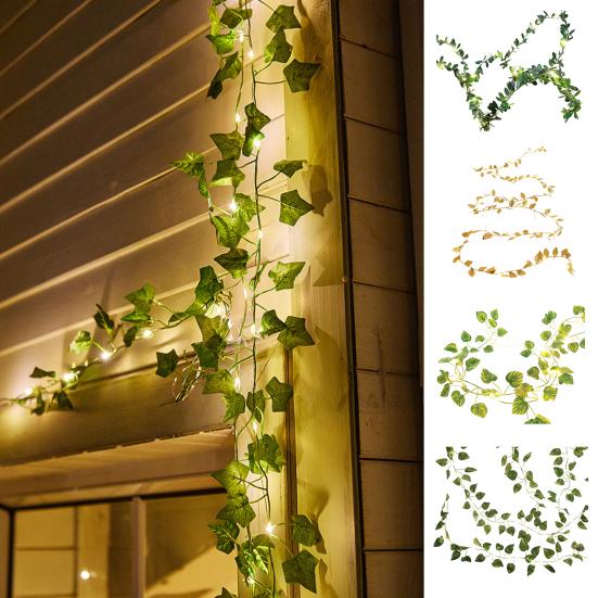 LED Ivy Leaf String Lights with Realistic Vines Decorative Fairy Lights Battery Powered Mood Lighting for Home Wedding Bedroom Holiday Patio Decor