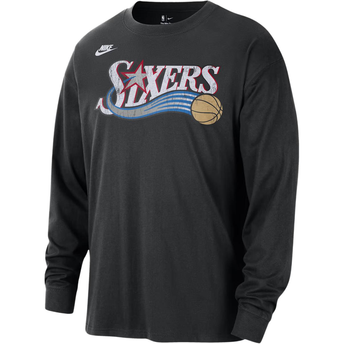 

Nike Essentials Philadelphia 76ers Letter Logo Print Loose Long Sleeve T-Shirt Men Tops HV5696-010 XXXL