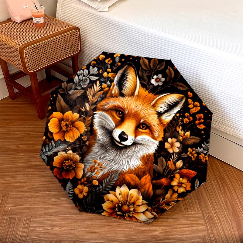 1 PC Automatic Folding Umbrella - Flowers and Animals Pattern, Portable & Foldable Design with 8 Ribs, Christmas Birthday Gifts