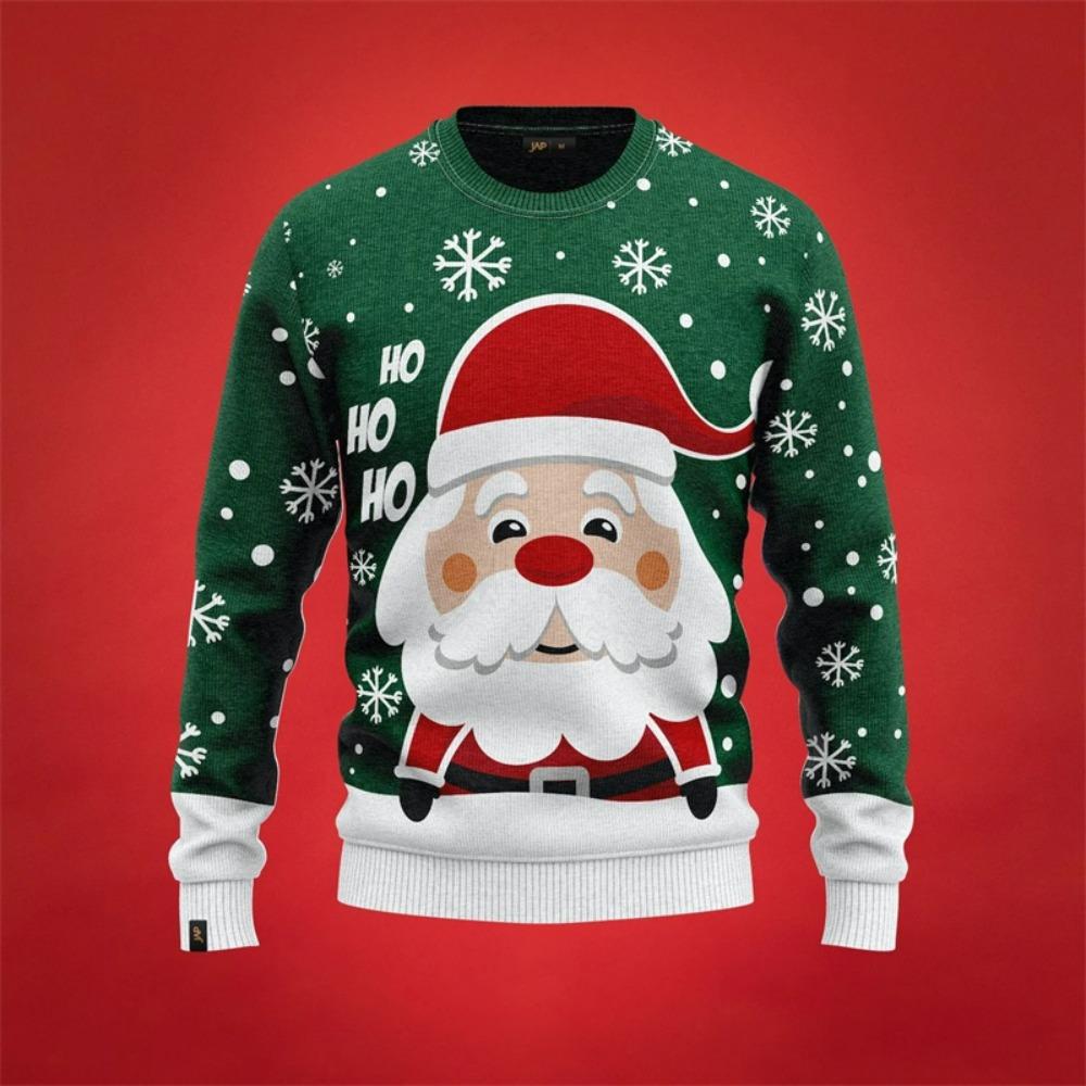 Christmas Element Pattern Men's Sweatshirt Santa Claus 3D Print Pullover Autumn Women Crew Neck Hoodie Long Sleeve Kids Tops