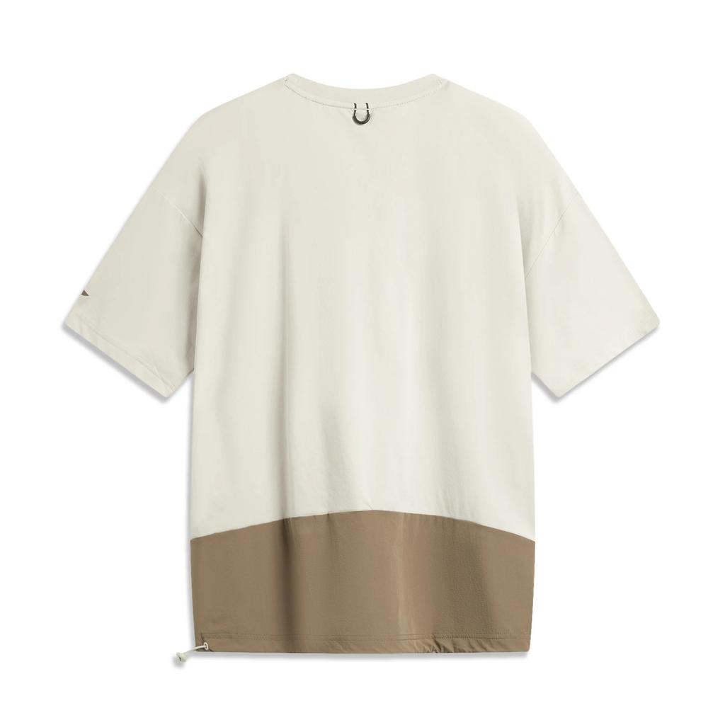 Li Ning CF Splicing Round Neck Breathable Versatile Loose Short Sleeve T-Shirt Men Tops ATSV637-2