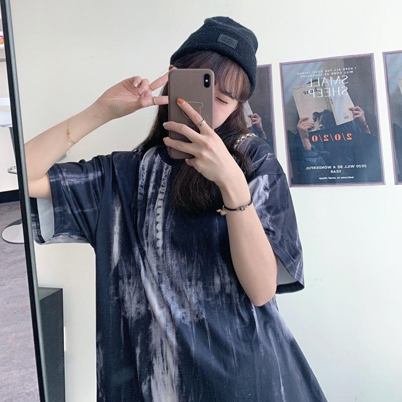 New Best Friend Outfit Summer Tie-dyed Short-sleeved T-shirt for Women Casual Loose Korean Tops for Women