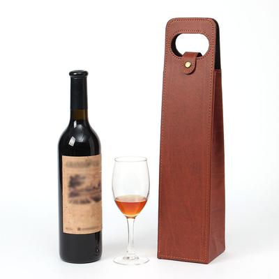 Skórzany uchwyt na wino (brązowy) Torba prezentowa na whisky i wino
