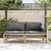 2 Piece Garden Lounge Set with Cushions Dark Grey Bamboo