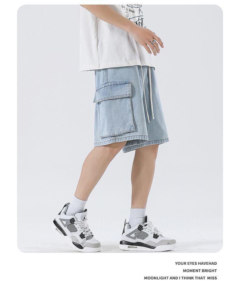 Men's Casual American-Style Denim Cargo Shorts - Summer Lightweight, Loose, Straight-Leg Design