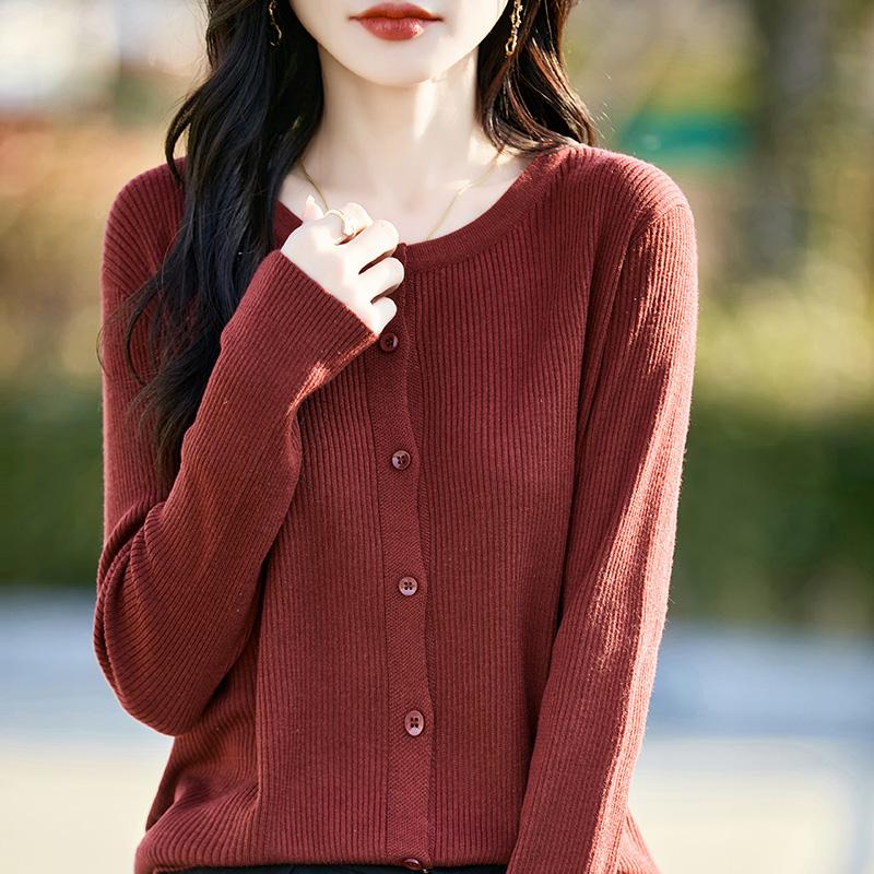 Women's Lightweight 50% Wool 50% Mulberry Silk Cardigan - 4-Season Versatile Knitwear for All-Year Comfort & Style