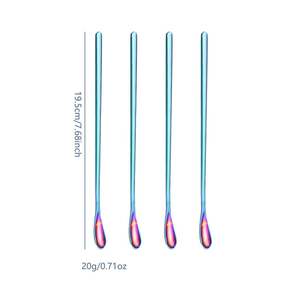 4Pcs 304 Stainless Steel 7.68inch Stirring Spoon Juice Ice Cream Scoop Coffee Tea Spoon Bar Tableware Kitchen Tool Seasoning Mixing Dessert