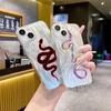 N73 Black Gold Snake Design Clear Frame Case for Samsung S25 Ultra iPhone 16 Pro Max Xiaomi Redmi Note 13 Feather Chiffon Texture Silver Plated Cover