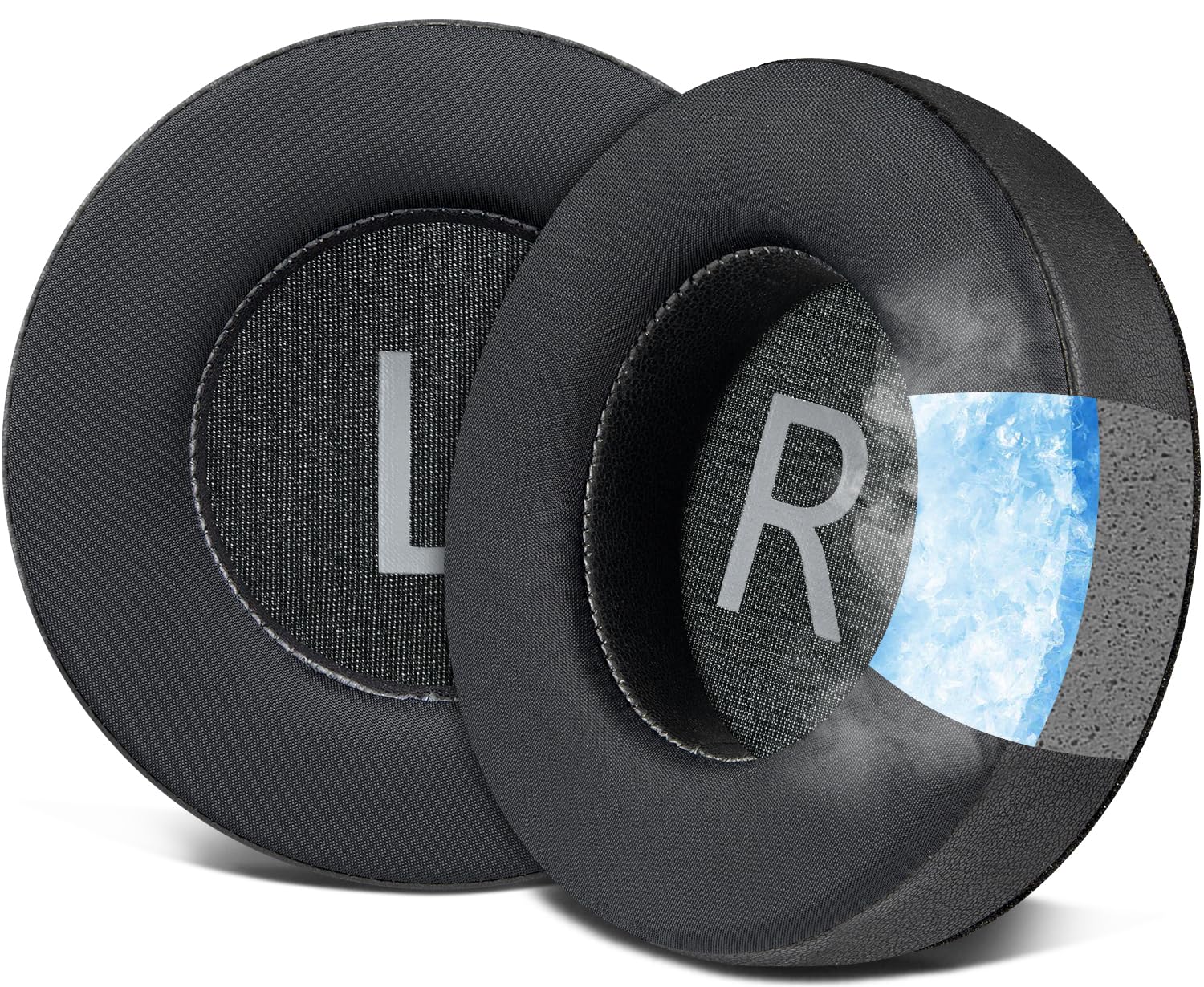 

SOULWIT Охолоджуючі гелеві амбушури для AKG K701, K702, Q701, Q702, K601, K612, K712, Шумоізолюючі пінопластові амбушури з амбушурами з тканини крижаного шовку - Чорні