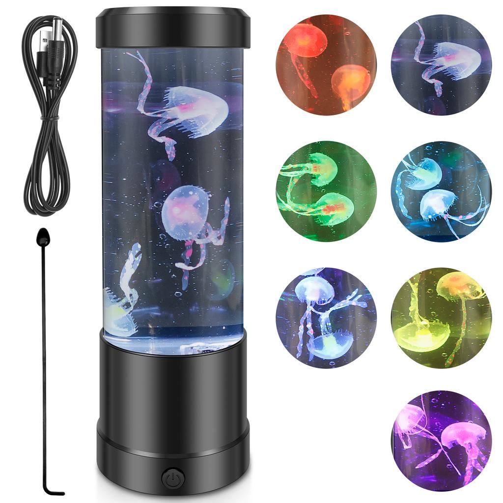 Realistic Jellyfish Lamp LED Mood Light 7 Colours Setting Realistic Aquarium Effect Night Light Sensory Decor Present for Kid