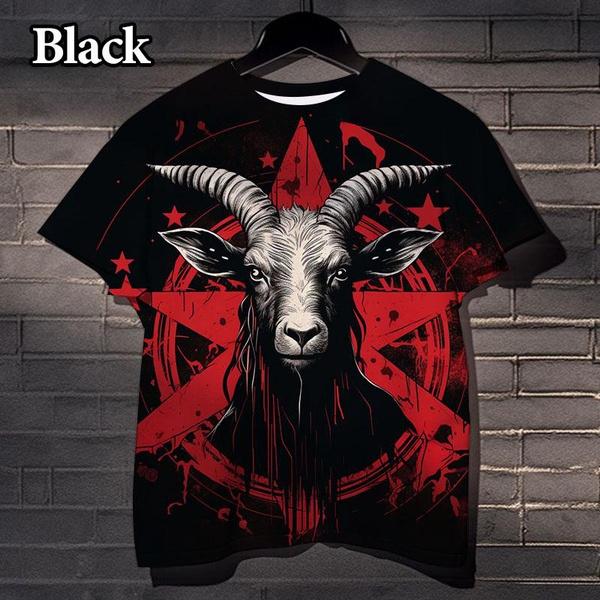 

Диявол 3D-друк Чоловіча та жіноча футболка Cool Satan Повсякденний вуличний хіп-хоп з коротким рукавом на відкритому повітрі Весела модна футболка XXXL небо синє кольору