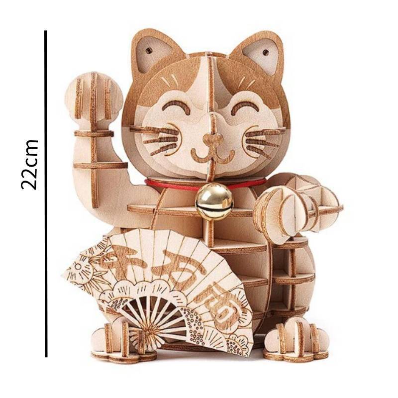 

Wooden Lucky Cat 3d Puzzle Model For New Year Decor And Gift For Kids And Adults