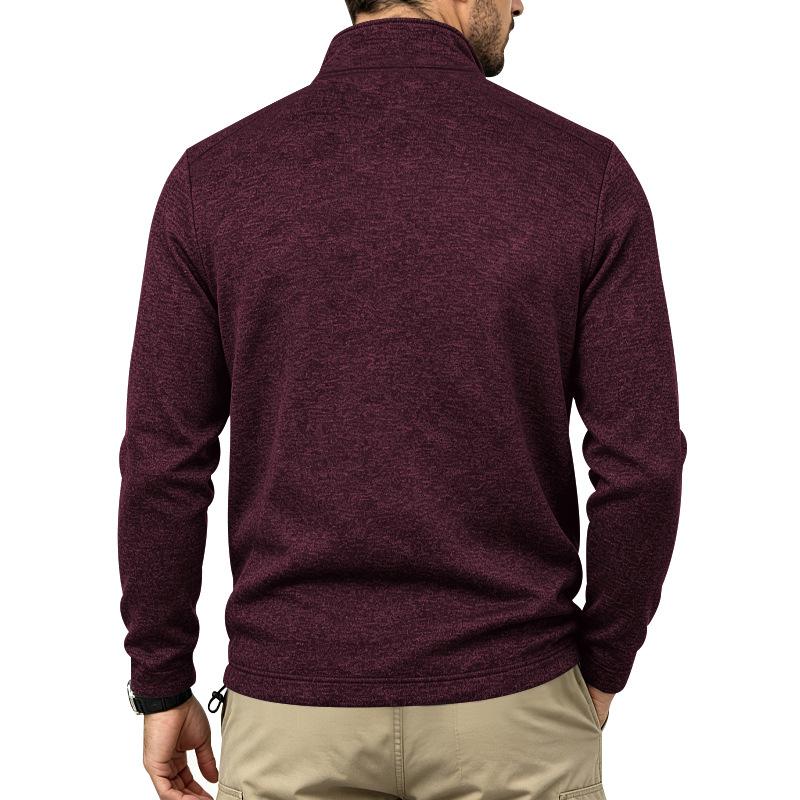 Men Casual Quarter Zip Fleece Sweatshirt Stand Collar Long Sleeve Pullover Outdoor Workout Daily Tops