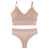 2Pcs Underwear Set Bra Set Women Panties Sexy G-String Seamless Bralette Female Wire Free Bra Sexy Panty Set Lingerie Soft Tank Crop Top Sleeping Bra