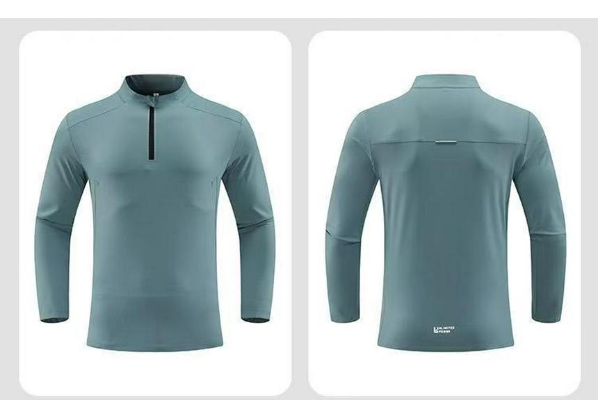 Men's Half-Zip Long-Sleeve Sports T-Shirt - Autumn/Winter Outdoor Casual Running & Fitness Top