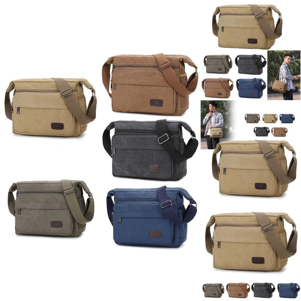 Large Capacity Canvas Shoulder Bag For Men Street Style Durable Material Travel Companion