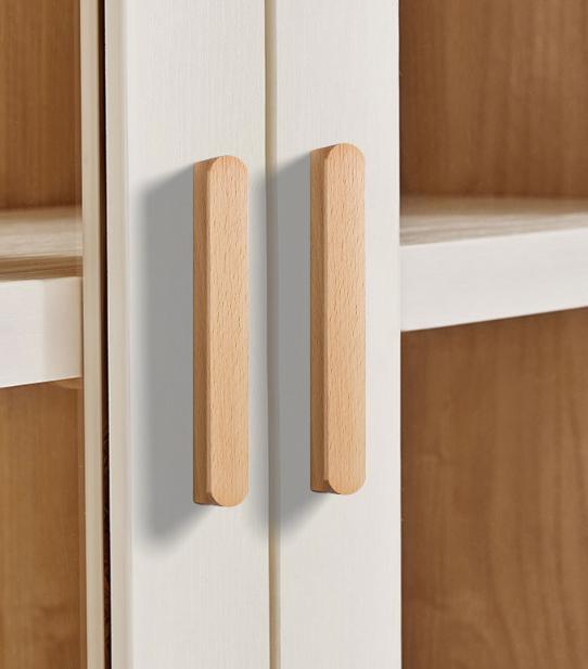 Modern Minimalist Walnut Drawer Cabinet Door Handle Long Wooden Log Style Wardrobe Knob for Dresser Use
