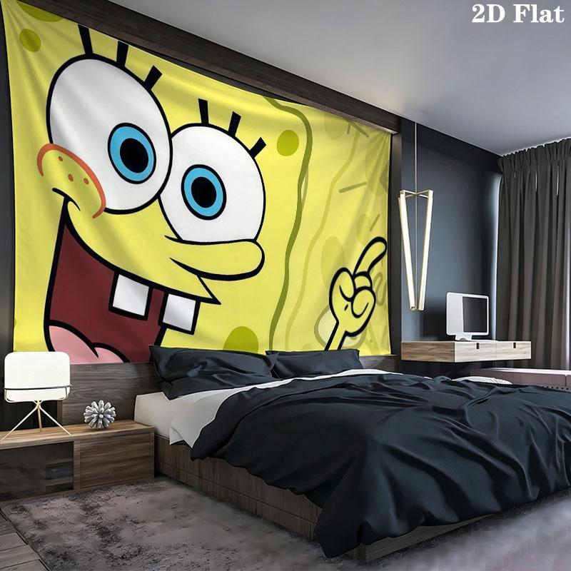 SpongeBob Wall tapestry, aesthetic printed fabric blanket, suitable for bedroom, living room, and home decor.