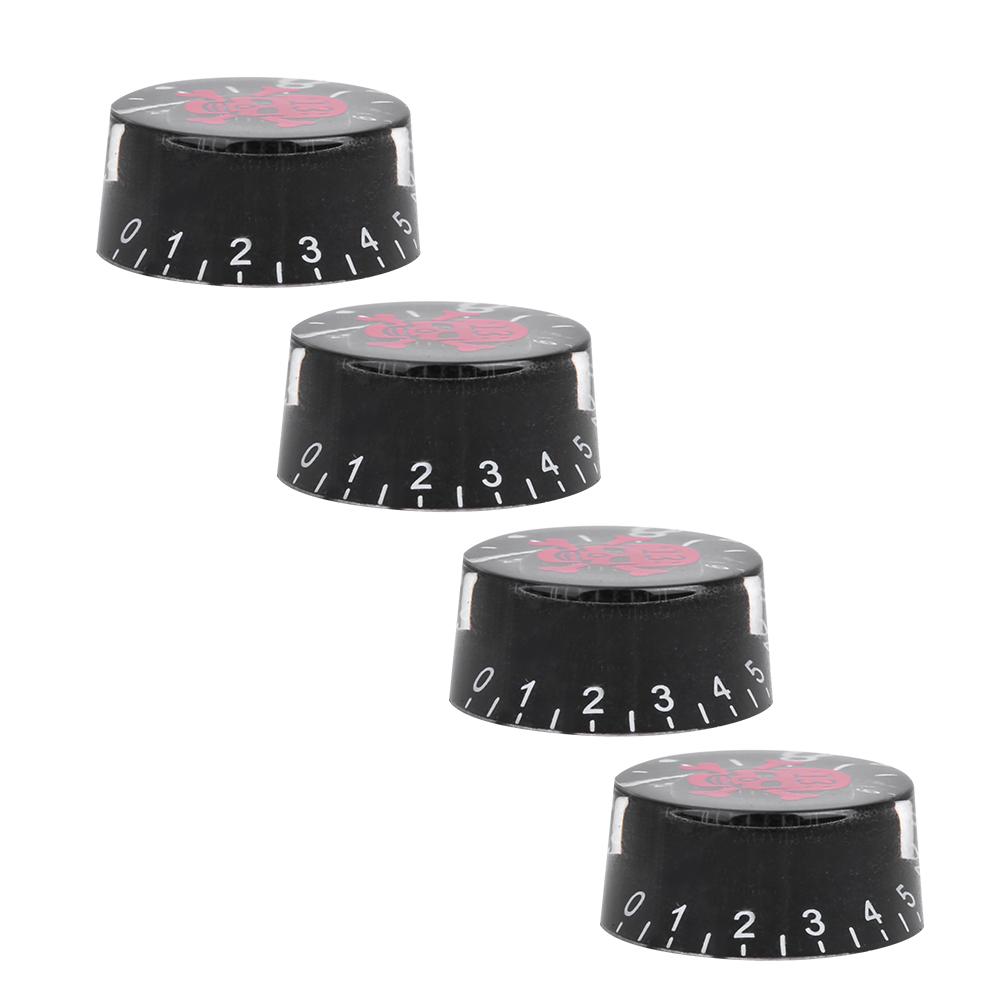 4 Stück E-Gitarre Acryl Totenkopf Nummer 13 Muster Ton Lautstärke Regler Knopf Ersatz(rot)
