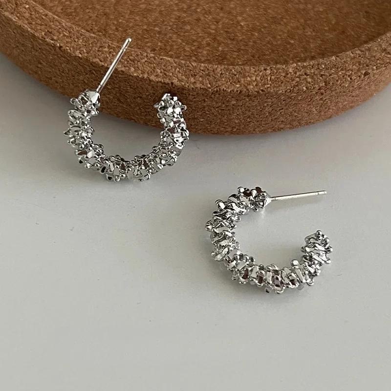 New Gold Color Round Chunky Earrings for Women Lightweight Smooth Metal Open Thick Hoops Fashion Trendy Jewelry