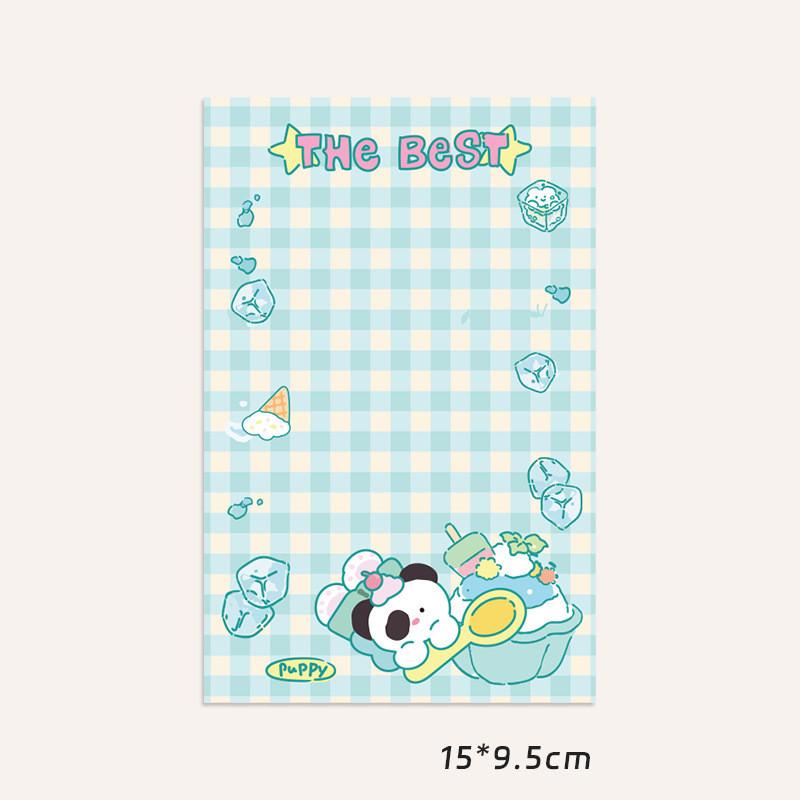 10PCS Kawaii Cartoon Summer Puppy Card Head Card Back Opp Bag Cute Kpop Star 3 Inch Photo Card DIY Decor Packing Material