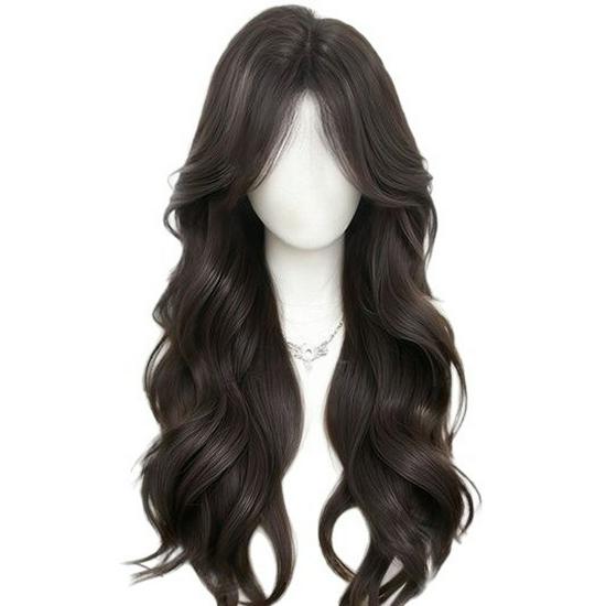 Women's Full-Cover Long Curly Wig - Soft Big Waves, Tieable and Loose, Natural Fluff To Increase Volume