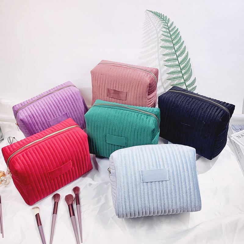 Borsa da Trucco in Velluto Organizer da Viaggio con Cerniera per Donne e Uomini