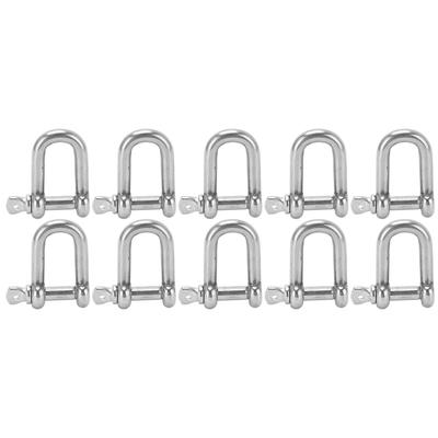 10Pcs M5 Straight D Shackle Stainless Steel D Type Rigging Chain Shackle Hook Sling Screw