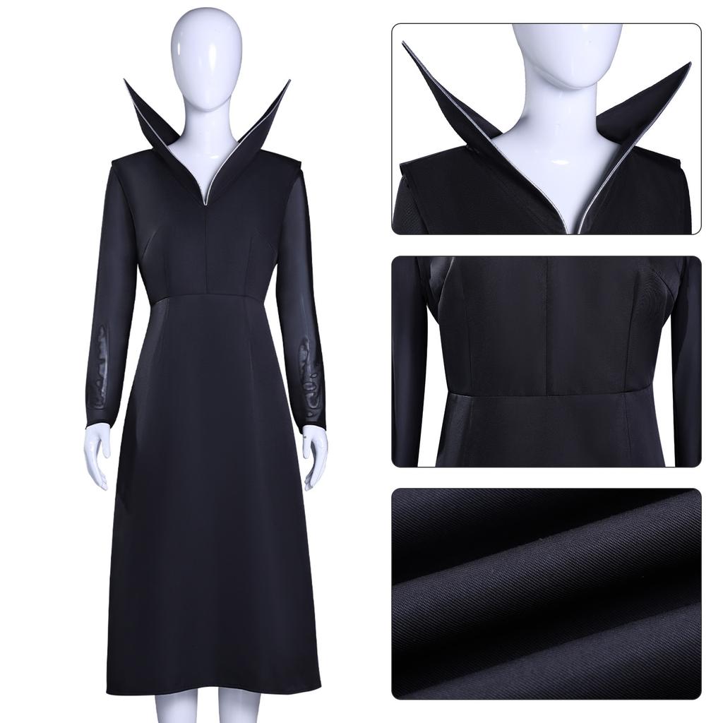 Wednesday Addams Halloween Stand Collar Long Dress Cosplay Costume for Anime Show