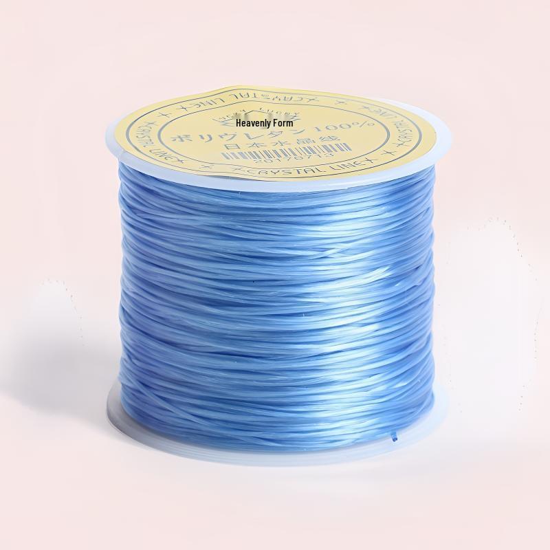 Elastic Bead String for Bracelets - Wengwan String, Crystal Wear-Resistant Cord, Leather Cord, Flat Wire, Handcrafted for Jewelry Making. Imported elastic thread (approx. 60 meters) светло-синий