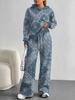 Retro Pattern European And American Autumn And Winter Casual Long-Sleeved Suit Women'S Hooded Sweater Trousers Two-Piece Set