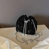 Versatile And Trendy Sequin Bucket Bag With A Touch Of Sophistication, Featuring A Versatile Chain Strap For Shoulder Or Crossbody Wear.