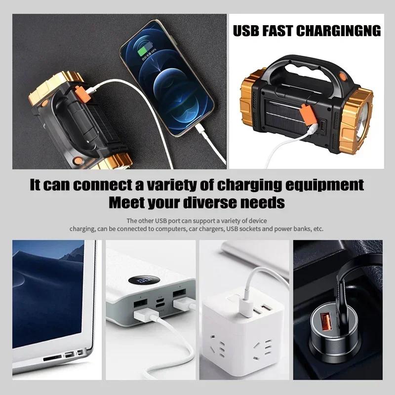 Multi-function Flashlight USB Solar Charging Dual-Purpose Lighting COB Work Light for Hurricane Emergency Hiking Camping