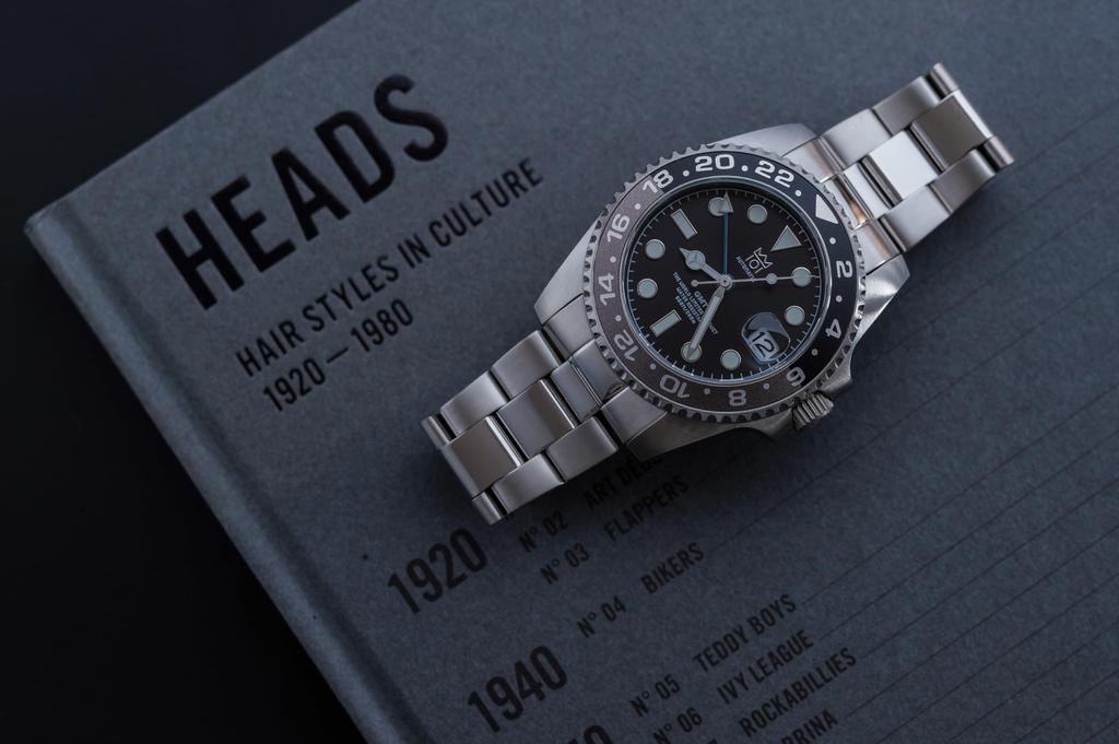 Hyakuichi Mechanische Armbanduhr GMT Uhr Datum Grau x Schwarz Sekundenstopp Funktion [HYAKUICHI 101] Nr. 14