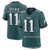 UN J. Maillot de Football Marron Philadelphia Eagles 11 Vert pour Homme Uniforme de Sport pour Match