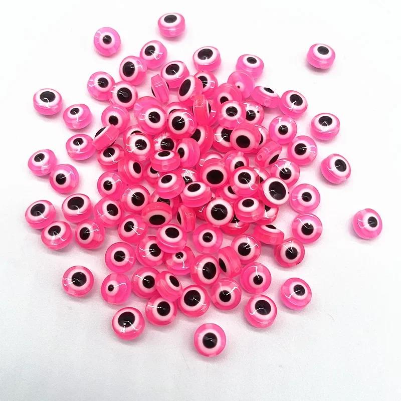 Z12 50pcs/lot 8mm Multicolored Charm Evil Eye Resin Spacer Bead Jewelry Making DIY Handmade Earring Bracelet Trend Accessories