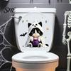 Décoration d'Intérieur Festive pour Halloween Fantôme Mignon Chat Noir Abattant de WC Autocollant Réservoir d'Eau, Art de Salle de Bain Amovible pour les Fêtes Autocollant Imperméable Auto-Adhésif,