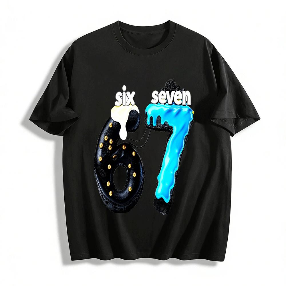 Fun Cookie Number 67 Print Casual Sweatshirt Pure cotton T-shirt XXS