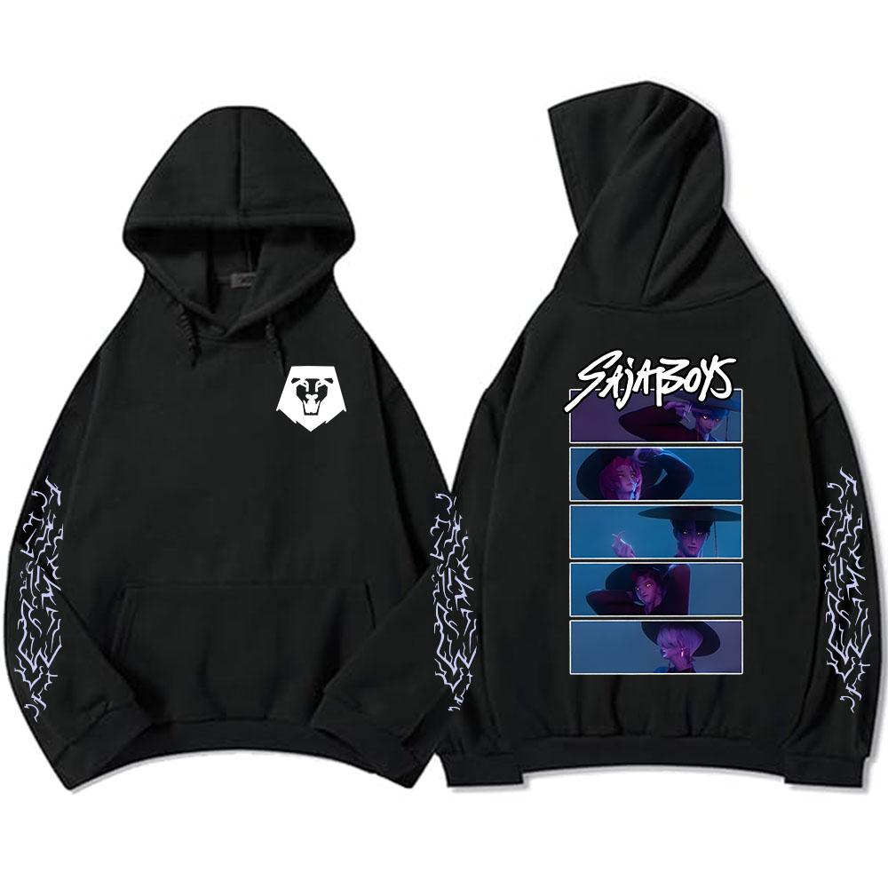 KPop Demon Hunters Saja Boys Selvlysende Hettegenser Langermet Mote Genser Casual Filmtrykk Unisex