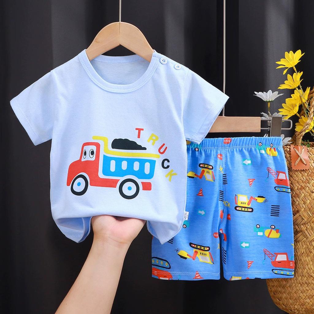 Children's Cotton T-shirt Set - Summer Boys' Casual Short-sleeved Shorts 2-piece Set