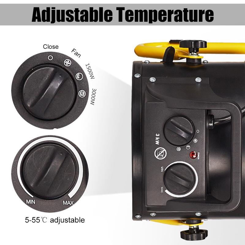 IPX4 3 Gear Adjust Portable Industrial Electric Heater 2KW/3KW Thermostat Air Warmer Radiator Room Fast Heat Overheat Protection