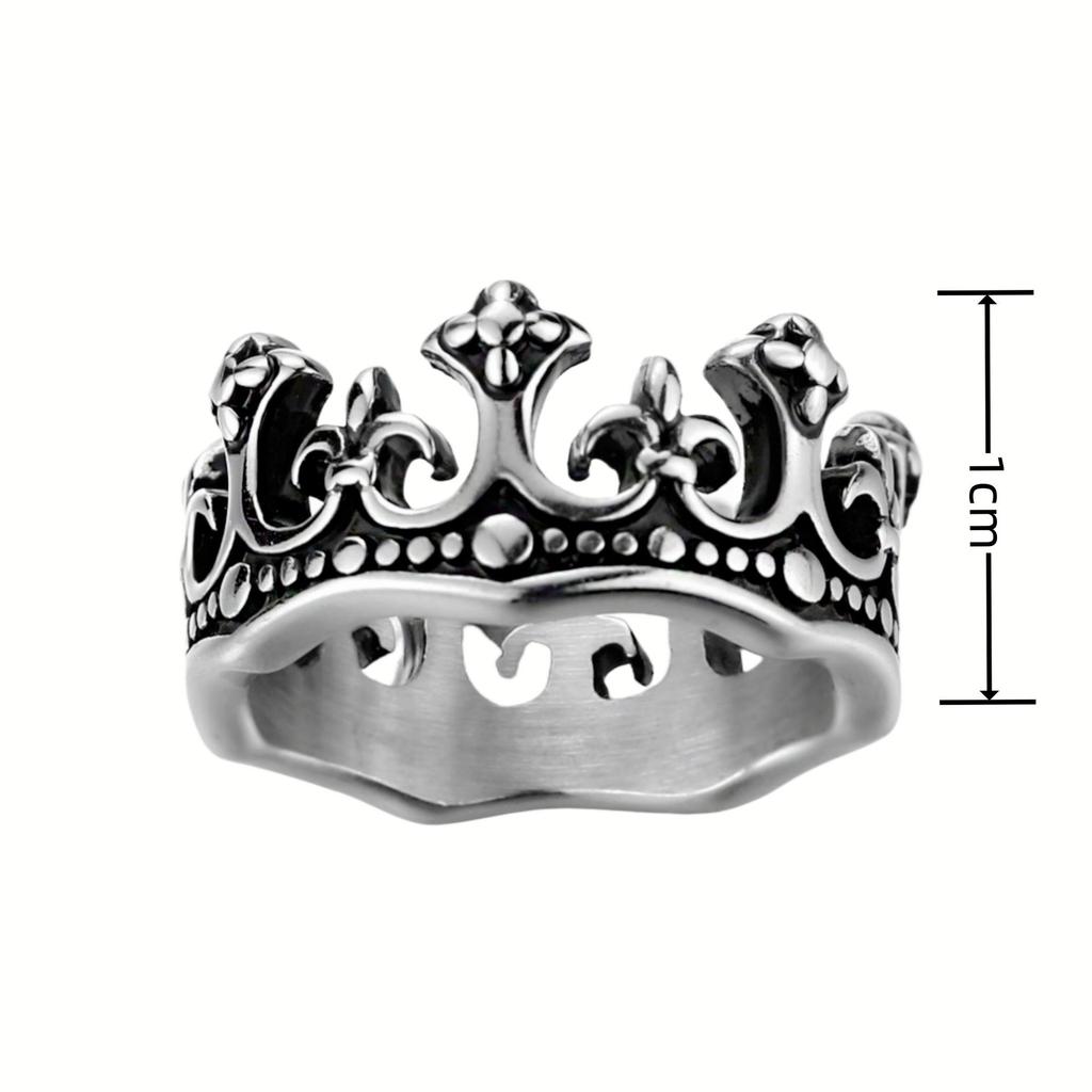 New Thai Silver Black Crown Ring, European & American Style, Titanium Steel Casting for Men & Women