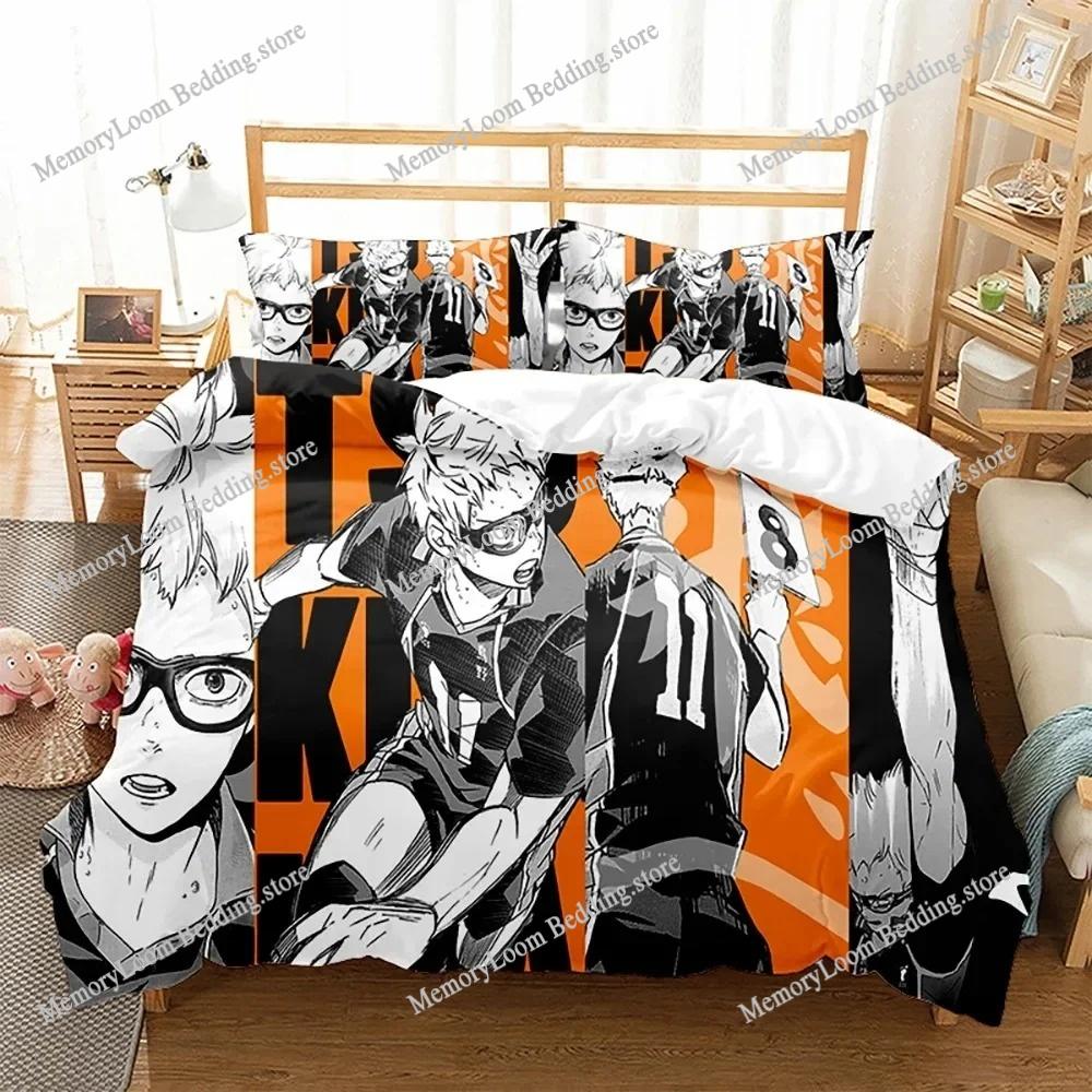 Heimtextilien Cartoons Haikyuu Volleyball Bezug Bettbezug Kissenbezug Junge Mädchen Polyester Bettwäsche Set King Queen Twin Größe