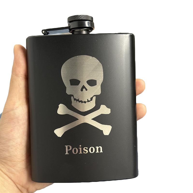 8oz 18/8 Stainless Steel Vodka Hip Flask Whisky Bottle Moscow Liquor Flagon with All Black Body Printing