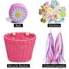 Kids Bike for Banner Set, Bicycle Handlebar Wicker Basket with Colors and Bike Bells and Decals, Boys Girls Bike Decorat