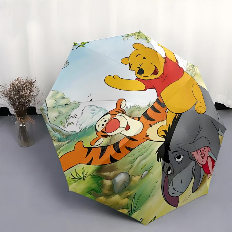 Winnie-the-Pooh, Friendship Themed Automatic Opening and Closing Umbrella, Brightly Colored 8-rib Portable Umbrella, Suitable for Men and Women, A Per