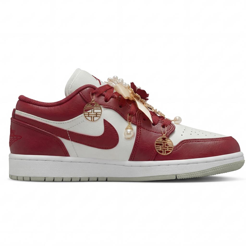 Jordan Air Jordan 1 Perfect Match Eternal Bond, Formal Attire, Wedding Shoes Slip Resistant Lightweight Low Top 553560-133(Team2070-S-BOX)